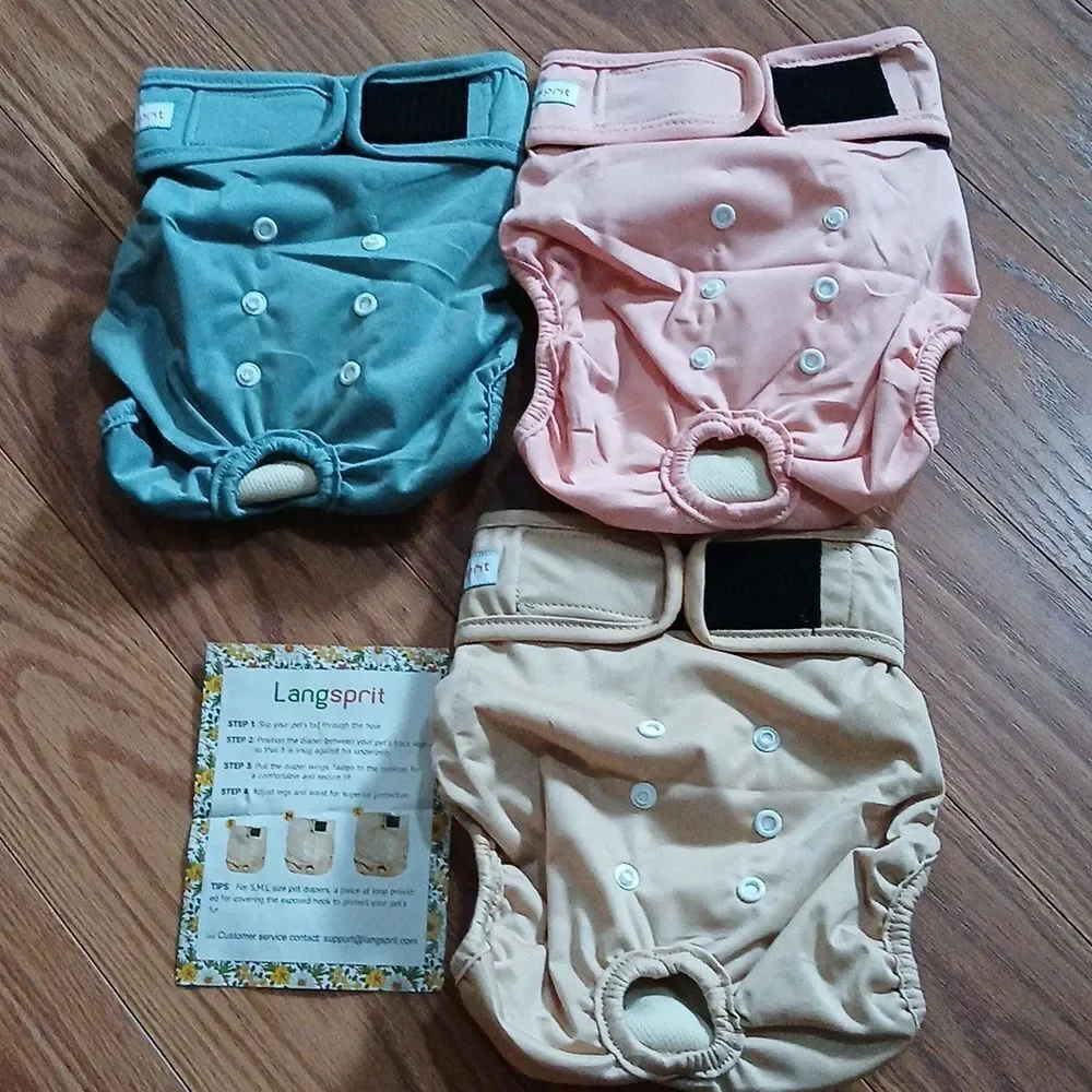Langsprit Reusable Cat Diapers for Female and Male Washable Sz L NEW